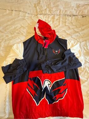 Washington Capitals Men's Red Navy Windbreaker Hoodie